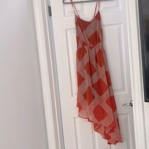 Asymmetric orange summer dress